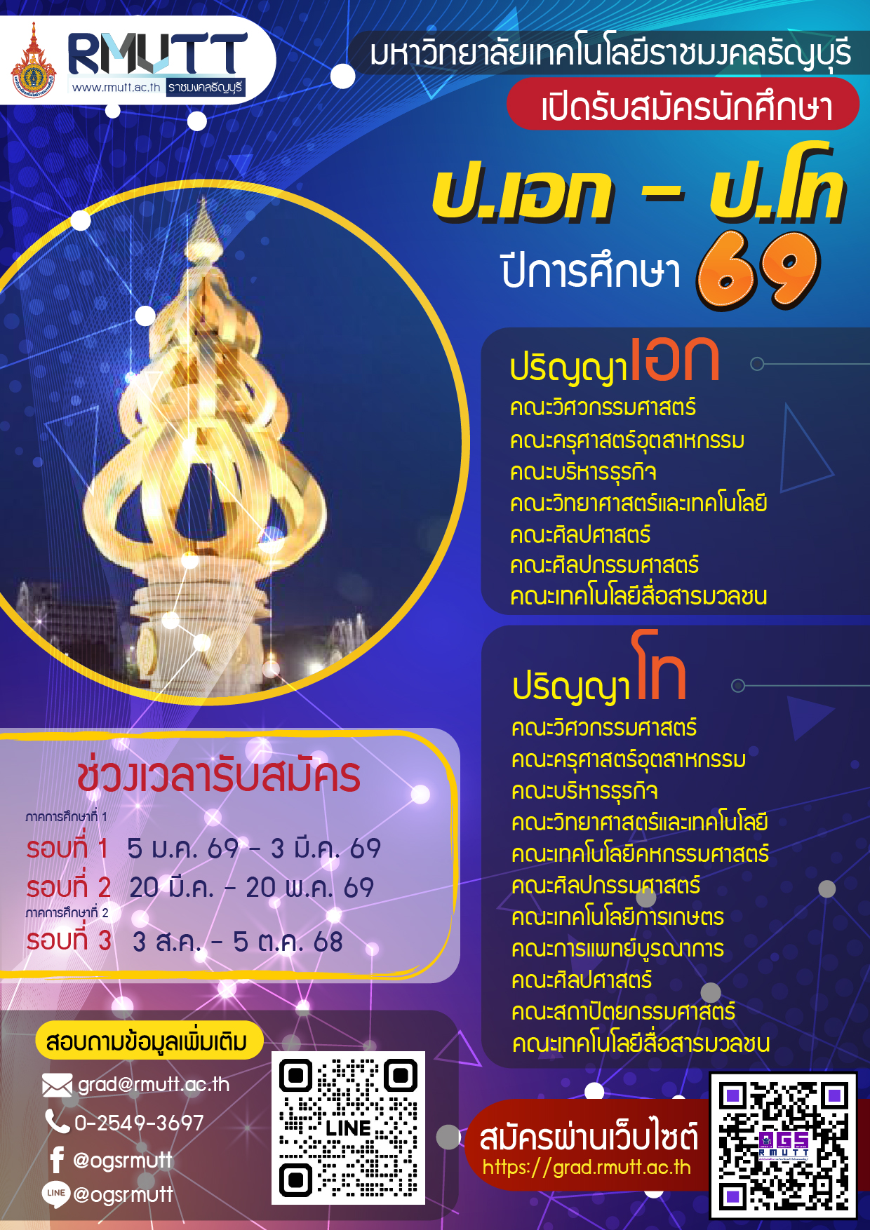 รับสมัครนักศึกษาระดับบัณฑิตศึกษา ปีการศึกษา 2569