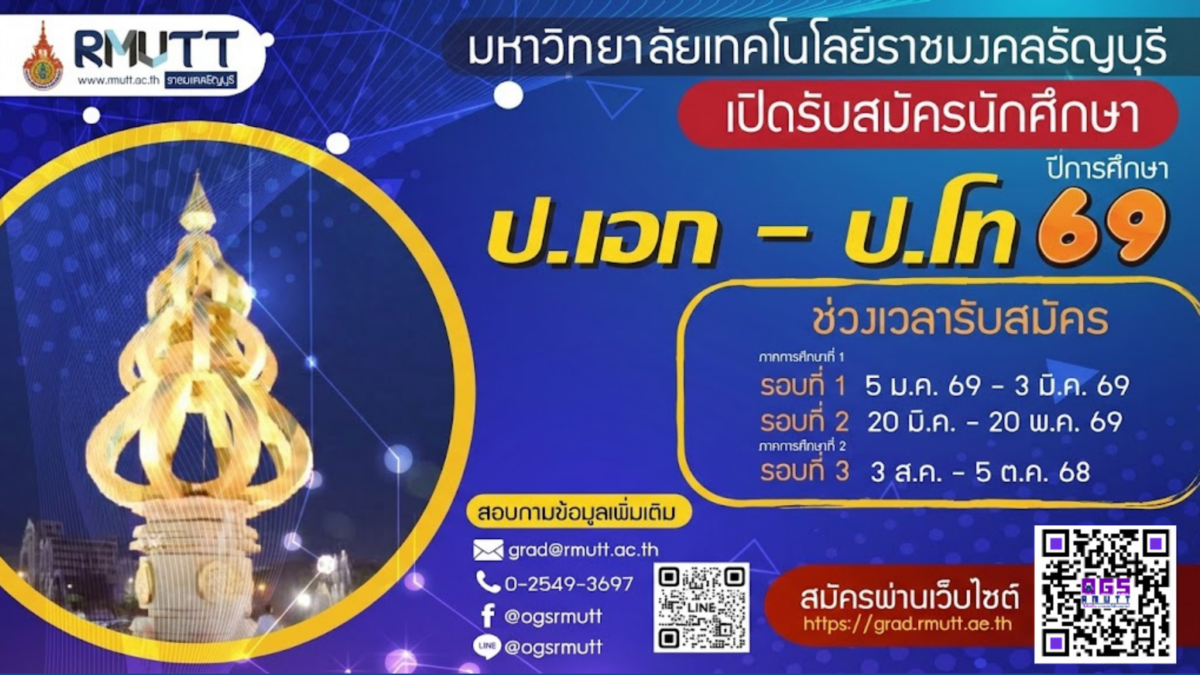 รับสมัครนักศึกษาระดับบัณฑิตศึกษา ปีการศึกษา 2569